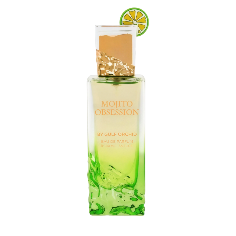 Frasco do perfume Mojito Obsession Gulf Orchid EDP 100ml, família amadeirado e âmbar.