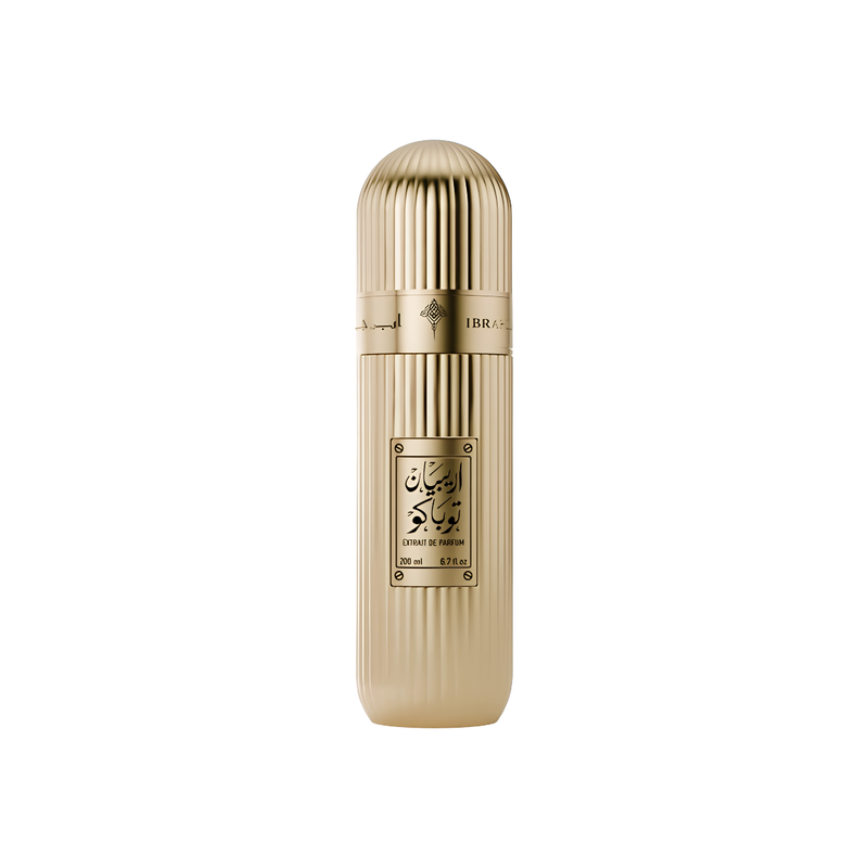Frasco do perfume Arabian Tobacco Ibraheem Alqurashi 100ml EDP, família tabaco e amadeirado.
