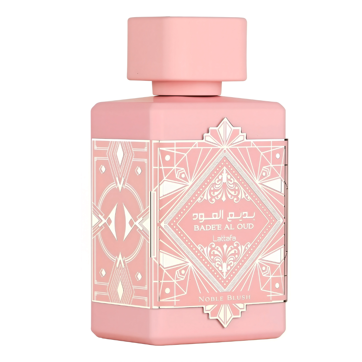 Frasco do perfume Bade'e Al Oud Lattafa 100ml EDP Feminino, família amadeirado.