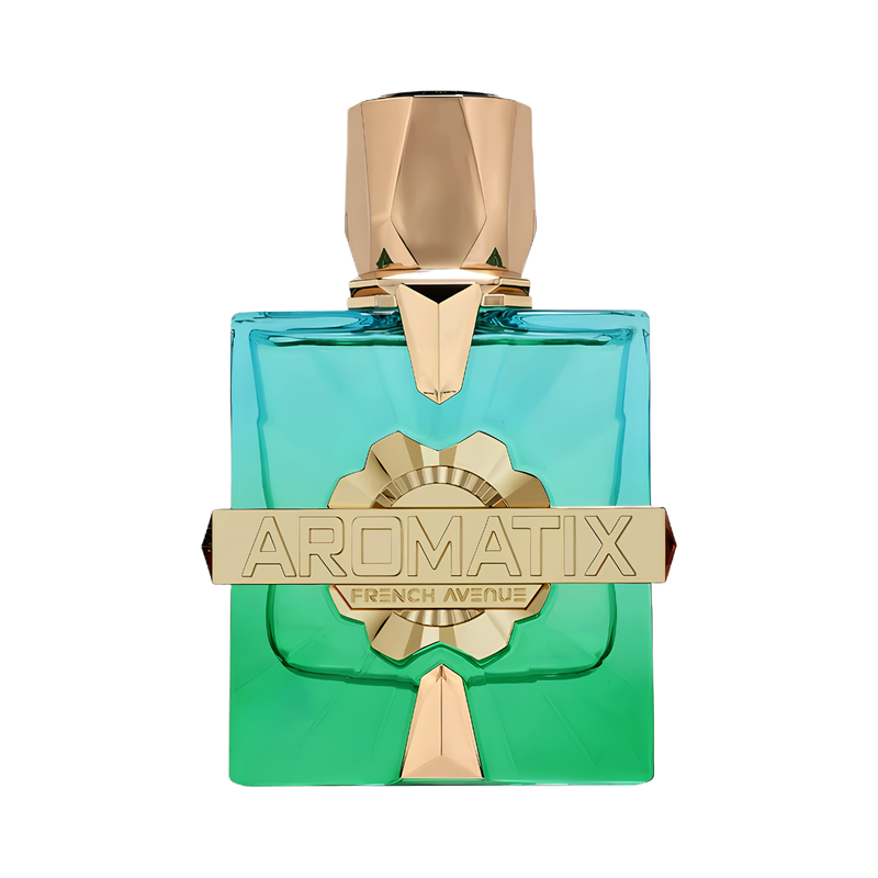 Frasco do perfume Aromatix Sun Kissed French Avenue 100ml EDP, família doce/gourmand e floral.