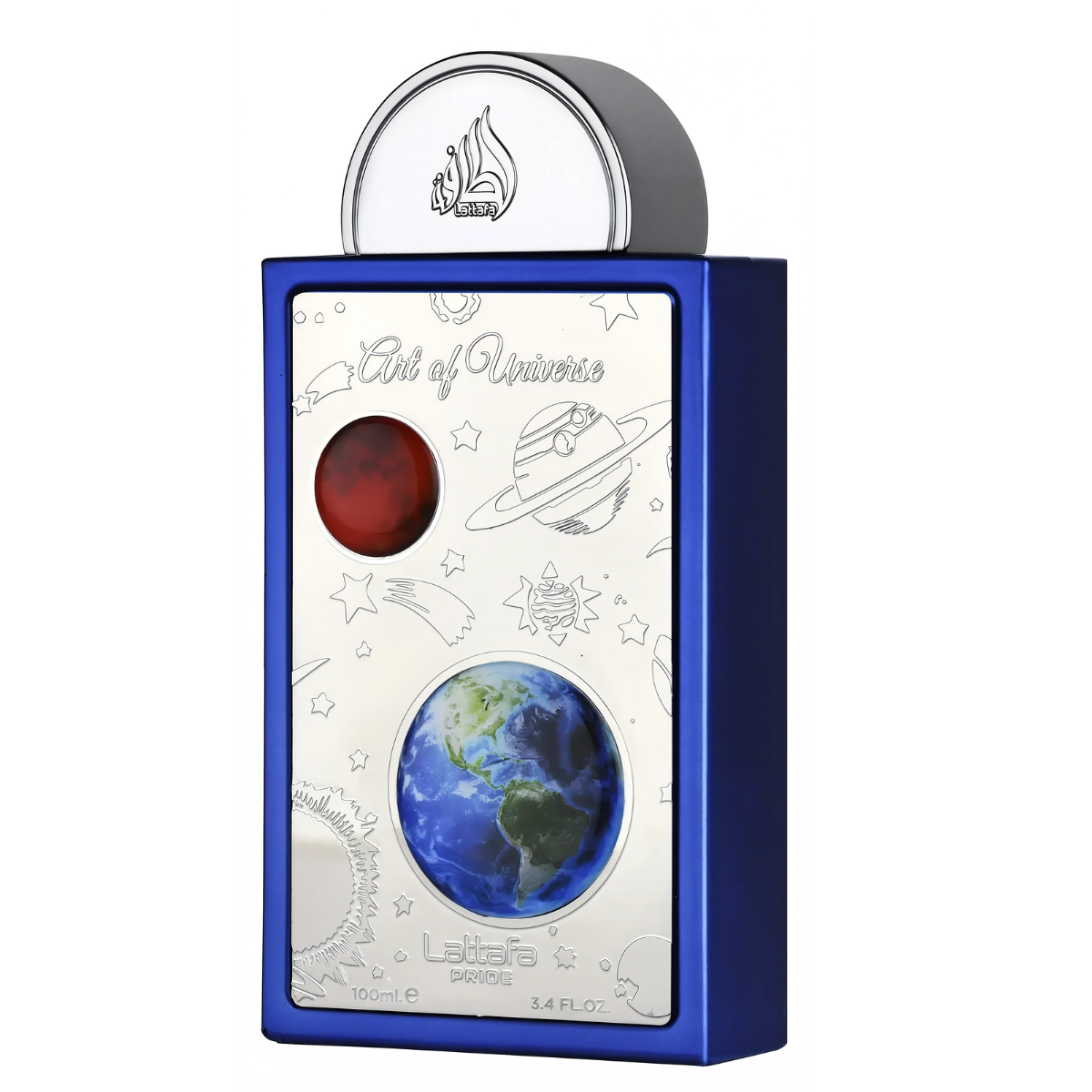Frasco do perfume Art of Universe Lattafa 100ml EDP Masculino, família amadeirado e âmbar.
