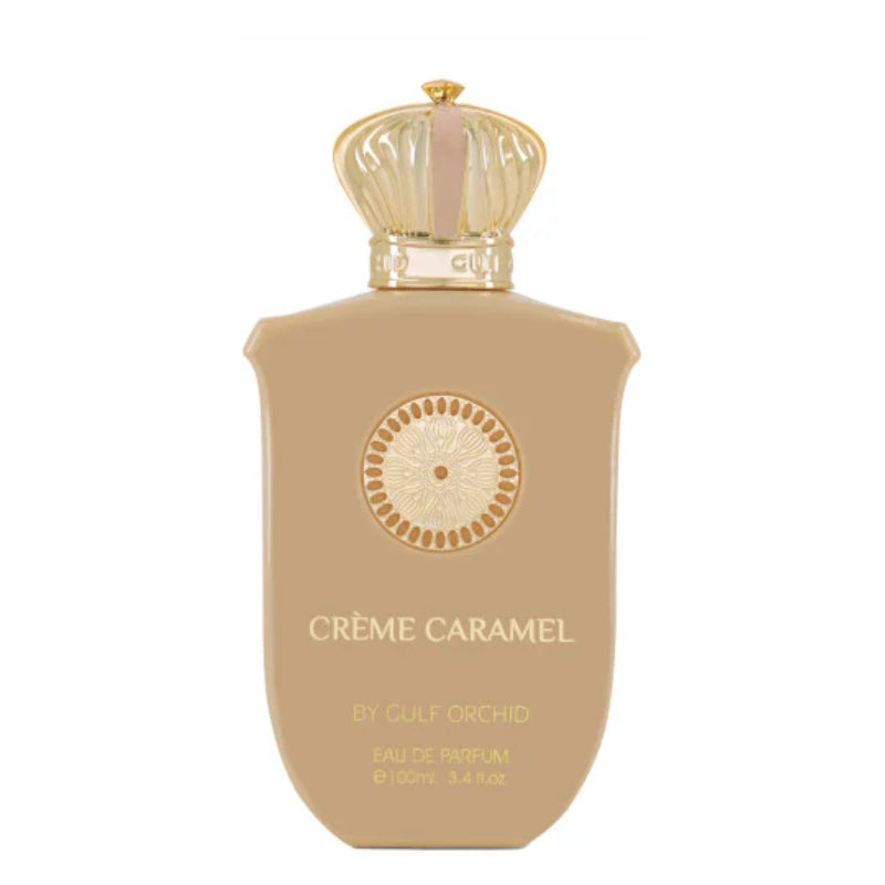 Frasco do perfume Crème Caramel Gulf Orchid 100ml EDP Unissex, família doce/gourmand e âmbar.