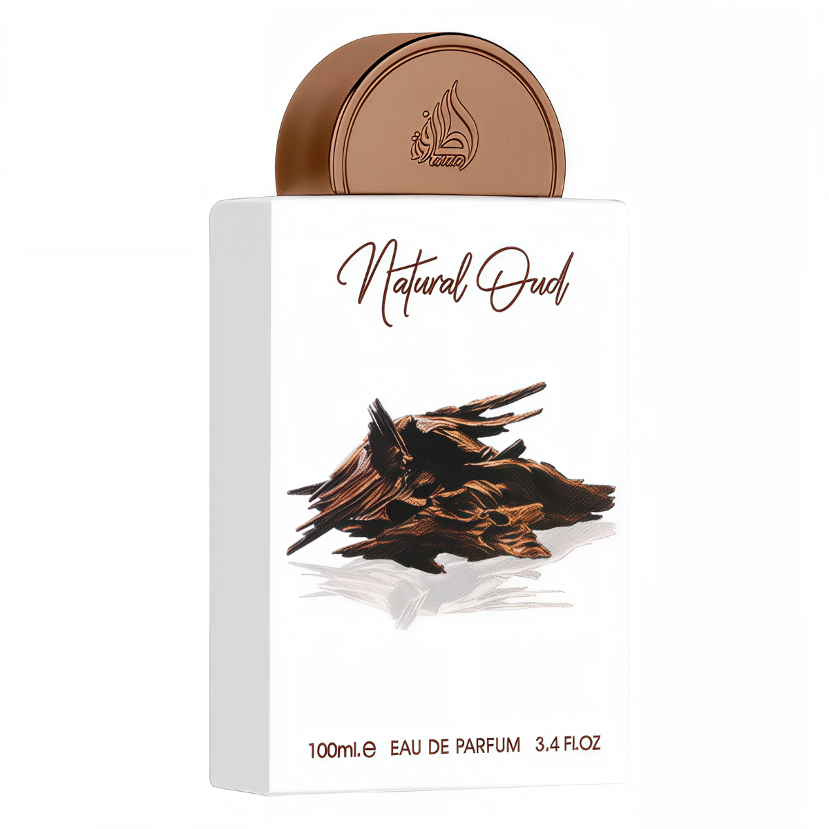 Frasco do perfume Natural Oud Lattafa Eau De Parfum 100ml, família âmbar.