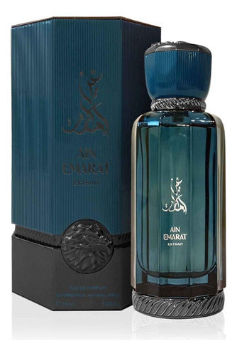 Frasco do perfume Ain Emarat Extrait Al Wataniah 100ml EDP, família amadeirado e âmbar.