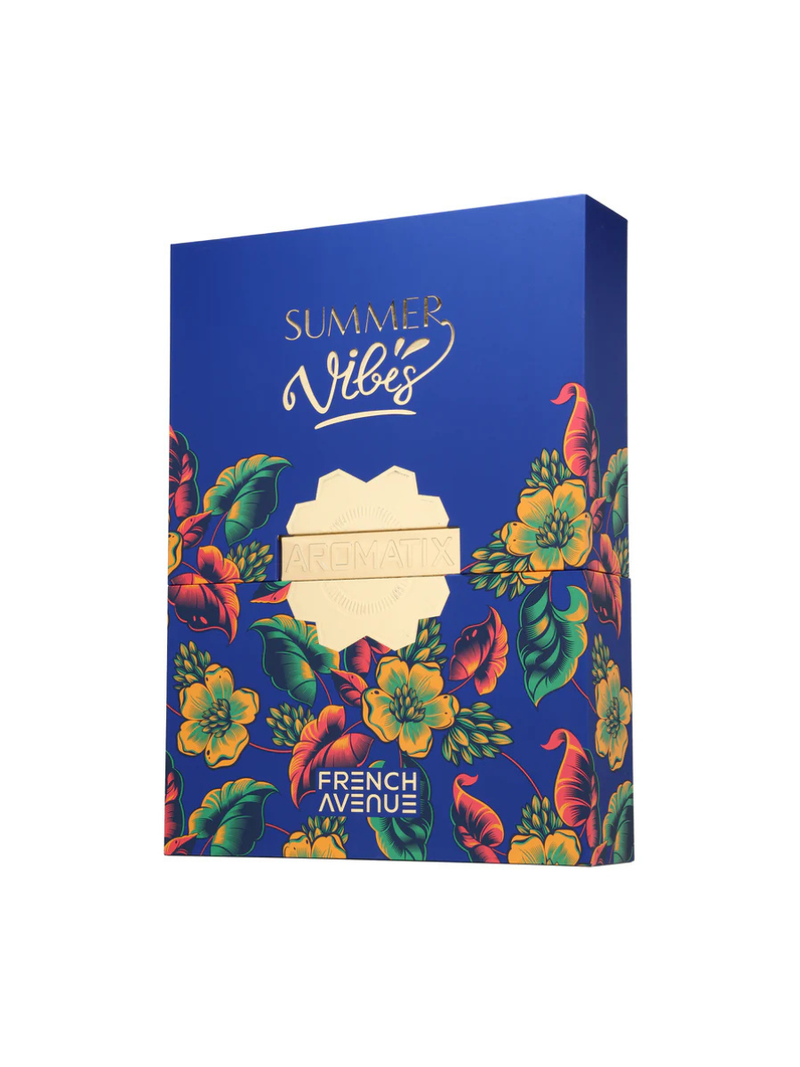 Frasco do perfume French Avenue Aromatix Summer Vibes Kit Azul EDP.