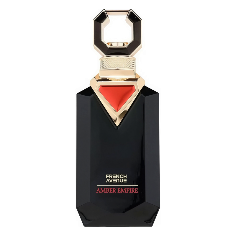 Frasco do perfume Amber Empire French Avenue 100ml EDP, família âmbar e amadeirado.