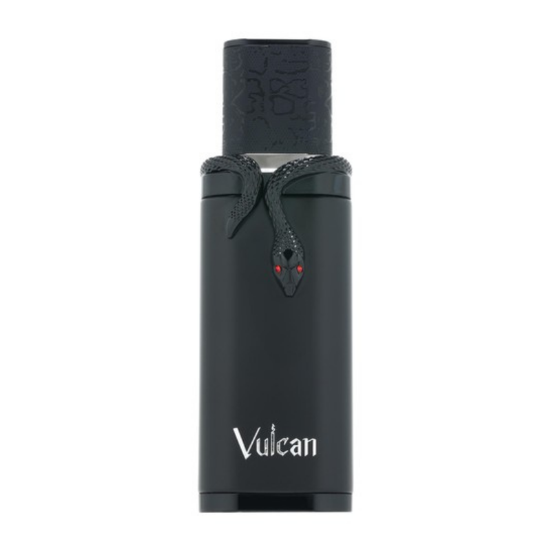 Frasco do perfume Vulcan Black Friday French Avenue 100ml EDP, família amadeirado e âmbar.