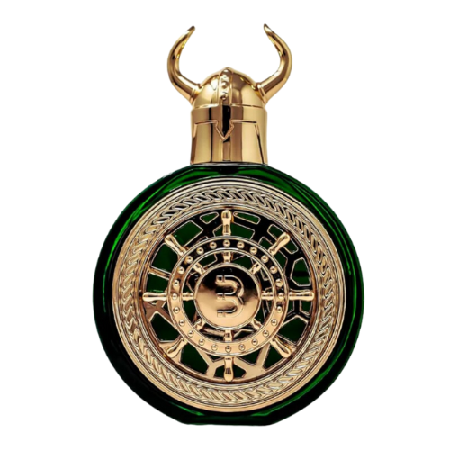 Frasco do perfume Viking Dubai Bharara Eau De Parfum 100ml Masculino, família amadeirado e âmbar.