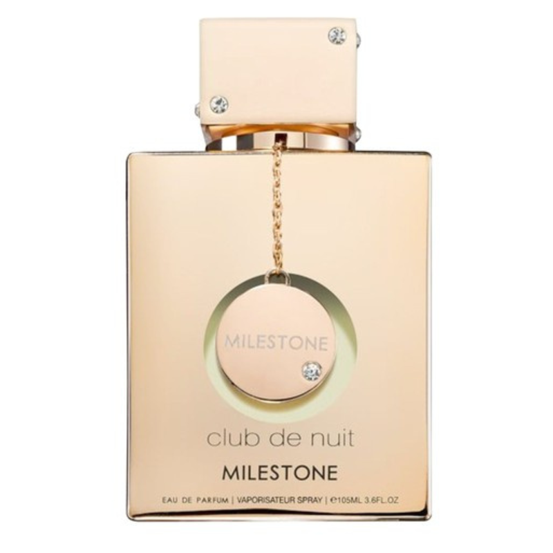 Frasco do perfume Club De Nuit Milestone Armaf 100ml EDP Unissex, família amadeirado e âmbar.