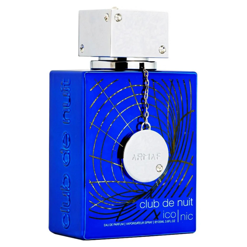 Frasco do perfume Club De Nuit Iconic Armaf 100ml EDP Masculino, família amadeirado e âmbar.
