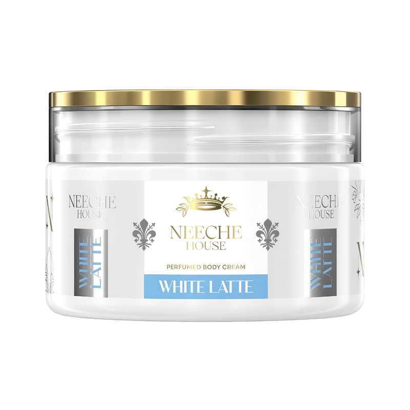 Frasco do perfume NeecheHouseWhiteLatte, da Neeche House, família doce/gourmand e floral.