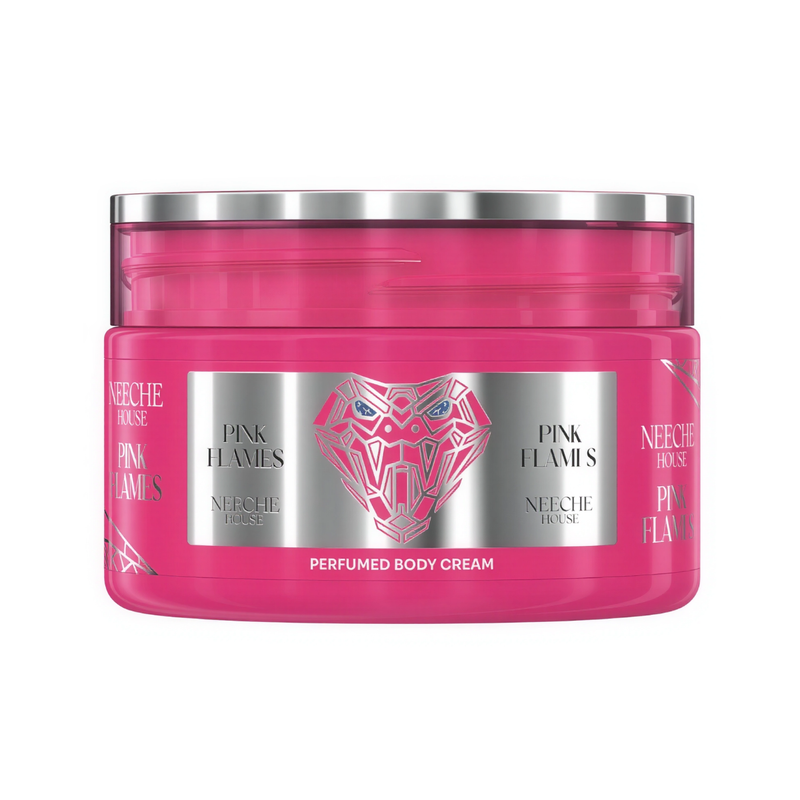 Frasco do perfume NeecheHousePinkFlames, da Neeche House, família floral e doce/gourmand.