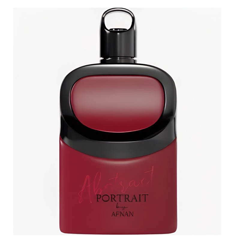 Frasco do perfume Abstract Portrait Afnan Eau De Parfum 100ml Unisex, família amadeirado e âmbar.