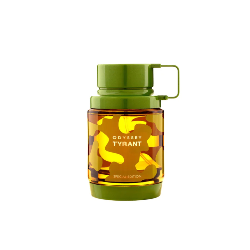 Frasco do perfume Odyssey Tyrant Armaf Eau De Parfum 100ml Masculino, família amadeirado e especiado.