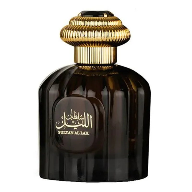 Frasco do perfume Sultan Al Lail Al Wataniah Eau De Parfum 100ml Masculino, família amadeirado e aquático.