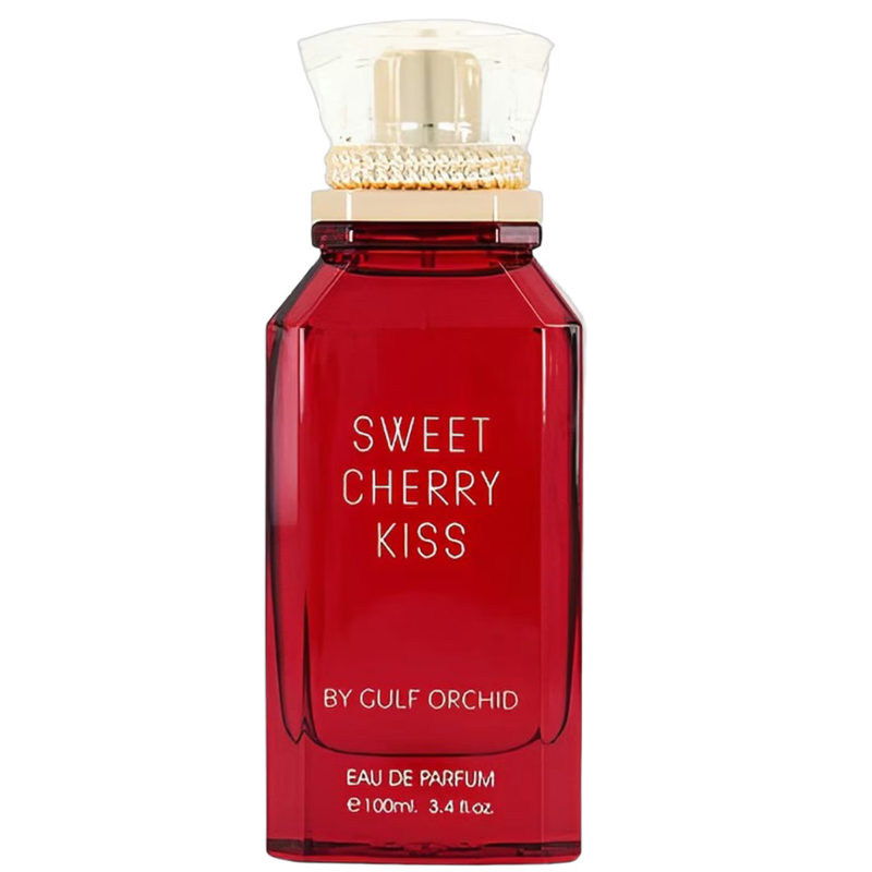 Frasco do perfume Sweet Cherry Kiss Gulf Orchid EDP 100ml, família doce/gourmand e floral.