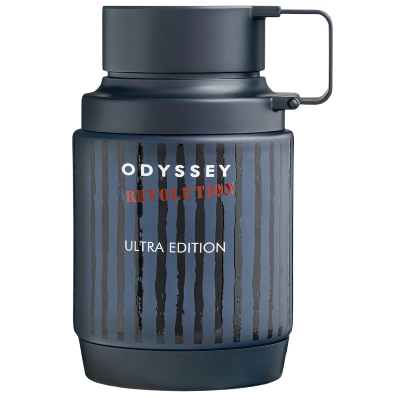Frasco do perfume Odyssey Revolution Armaf 100ml EDP Unissex, família amadeirado e âmbar.