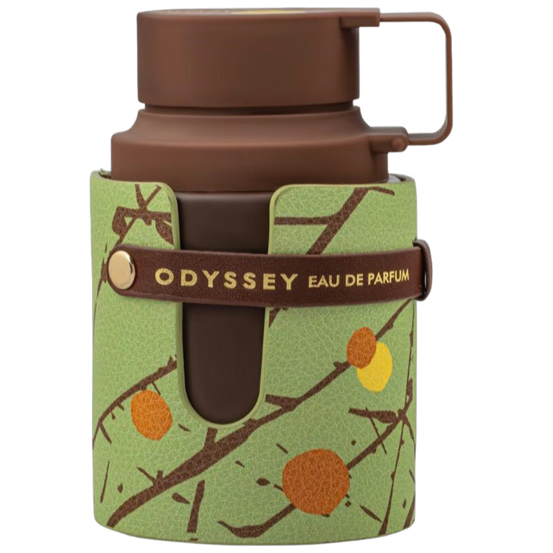 Frasco do perfume Odyssey Dubai Chocolat Armaf 100ml EDP, família amadeirado e âmbar.