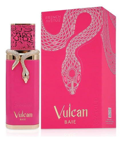 Frasco do perfume Vulcan Baie French Avenue 100ml EDP, família amadeirado e âmbar.