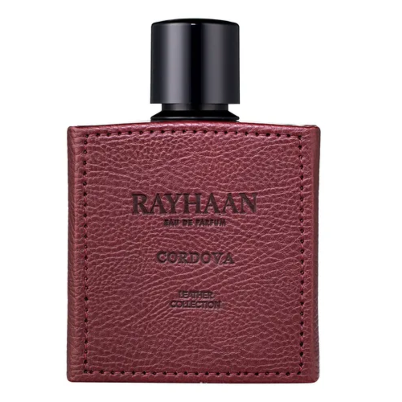 Frasco do perfume Cordova Rayhaan 100ml EDP Masculino, família amadeirado e âmbar.