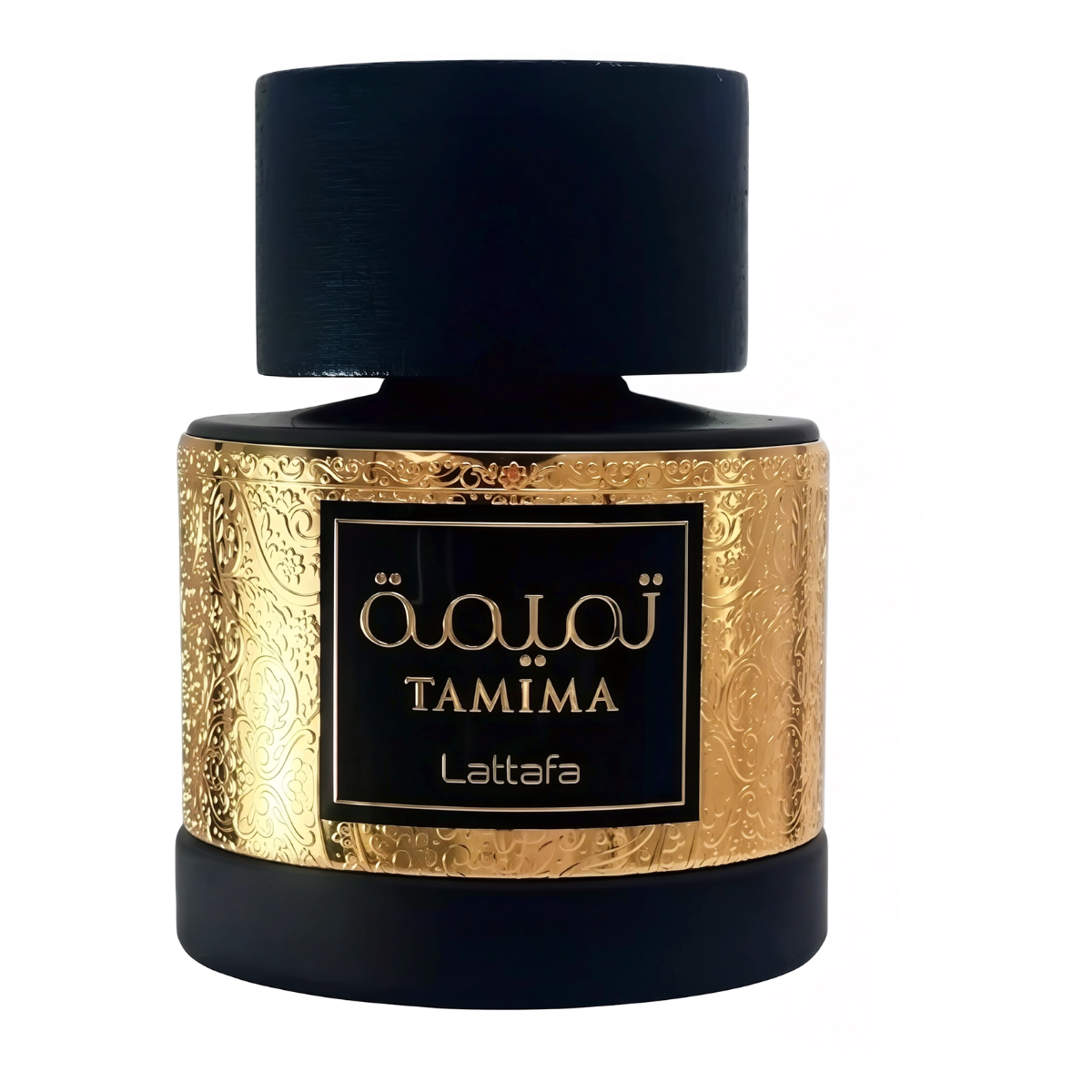 Frasco do perfume Tamima Lattafa Eau De Parfum 100ml Feminino, família floral e doce/gourmand.