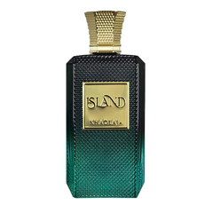 Frasco do perfume Khadlaj Island  100ml EDP, família amadeirado e âmbar.