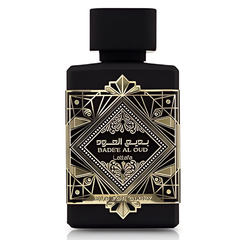 Frasco do perfume Bade'e Al Oud For Glory Lattafa 100ml EDP, família amadeirado.