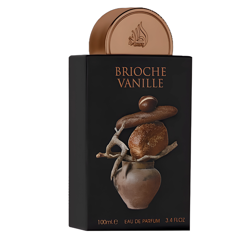 Frasco do perfume Brioche Vanille Lattafa Pride 100ml EDP Unissex, família doce/gourmand e floral.