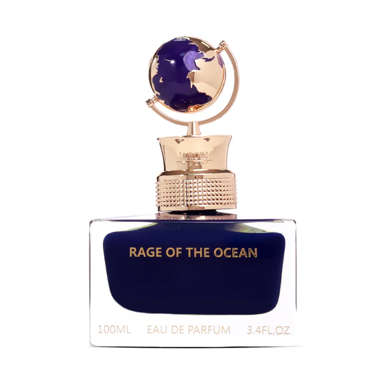 Frasco do perfume Rage Of The Ocean Aurora Scents Eau De Parfum 100ml Unisex, família aquático e cítrico.