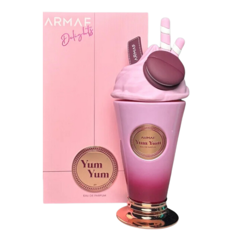 Frasco do perfume Yum Yum Delights Armaf Eau De Parfum 100ml Feminino, família floral e doce/gourmand.