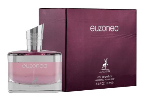 Frasco do perfume Euzonea Maison Al Hambra EDP 100ml feminino, família floral e doce/gourmand.