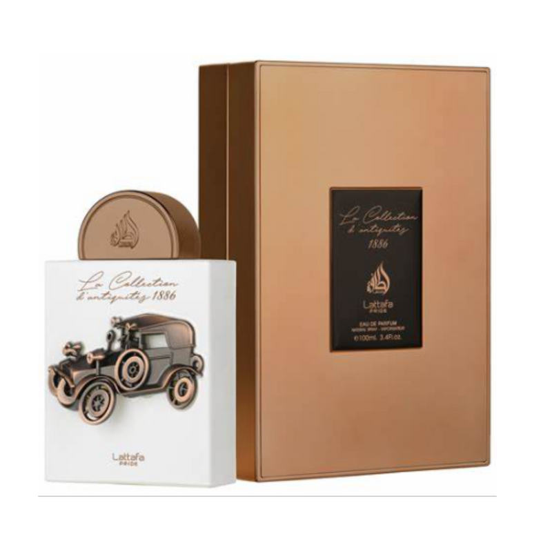 Frasco do perfume Lattafa La Collection D'antiquities 1886 EDP 100ml, família amadeirado e âmbar.
