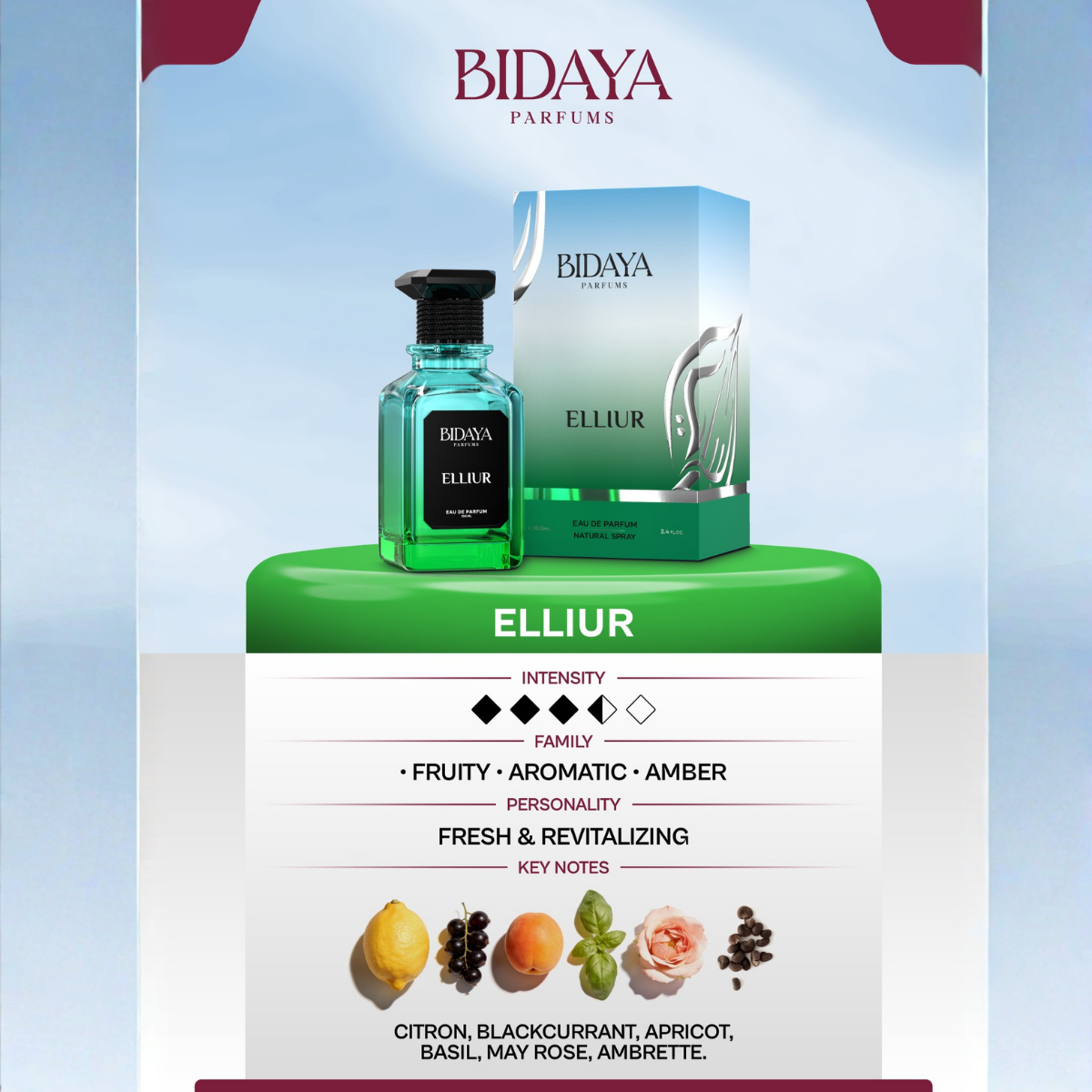 Perfume Árabe Bidaya Elliur 100ml Eau De Parfum Unissex