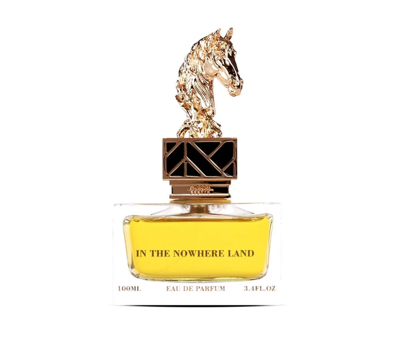 Frasco do perfume In The Nowhere Land Aurora Scents Eau De Parfum 100ml Unisex, família amadeirado e âmbar.