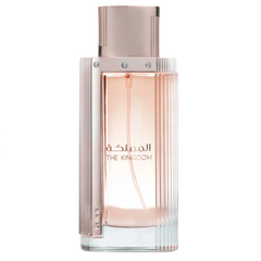 Frasco do perfume The Kingdom Lattafa Eau De Parfum 100ml Feminino, família doce/gourmand e floral.