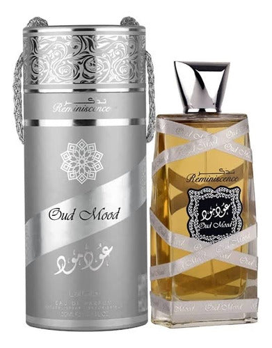 Frasco do perfume Oud Mood Reminiscense Lattafa Eau De Parfum 100ml Unisex, família âmbar.