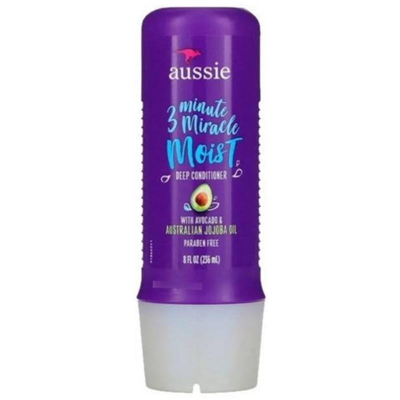 Frasco do perfume Aussie 3 Minutos Miracle Moist, família amadeirado e âmbar.