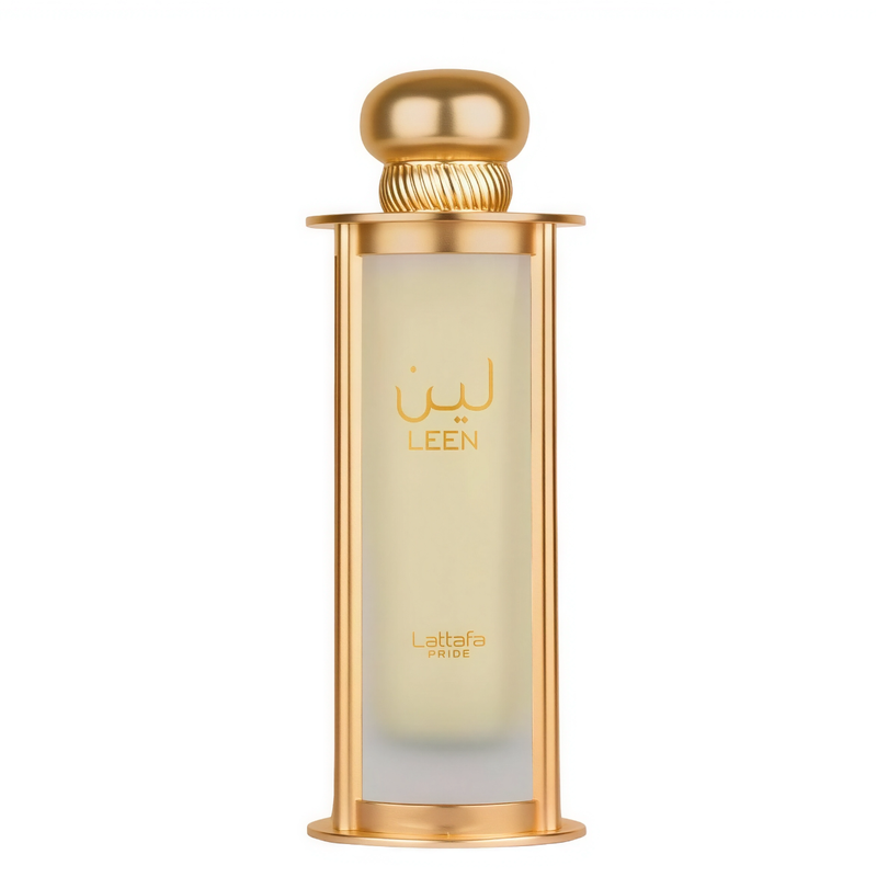 Frasco do perfume Leen Lattafa Pride EDP 100ml Feminino, família floral e doce/gourmand.