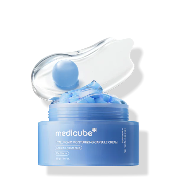 Frasco do perfume Hyaluronic Moisturizing Capsule Cream 55g Medicube, família doce/gourmand e floral.