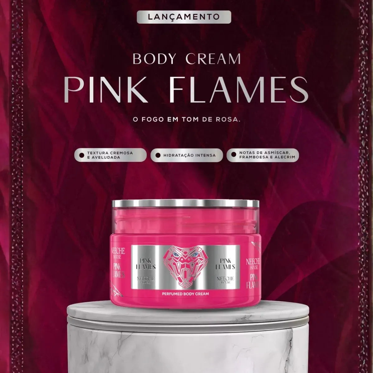 Creme Hidratante Perfumado Neeche House 200g I Aroma Pink Flames - Morango E Framboesa