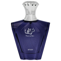 Frasco do perfume Turathi Blue Afnan Eau De Parfum 90ml Masculino, família aquático e especiado.