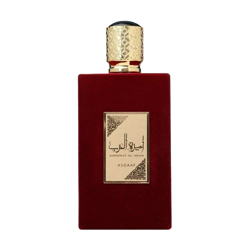 Frasco do perfume Ameerat Al Arab Asdaaf 100ml EDP Feminino, da Lattafa, família floral e doce/gourmand.