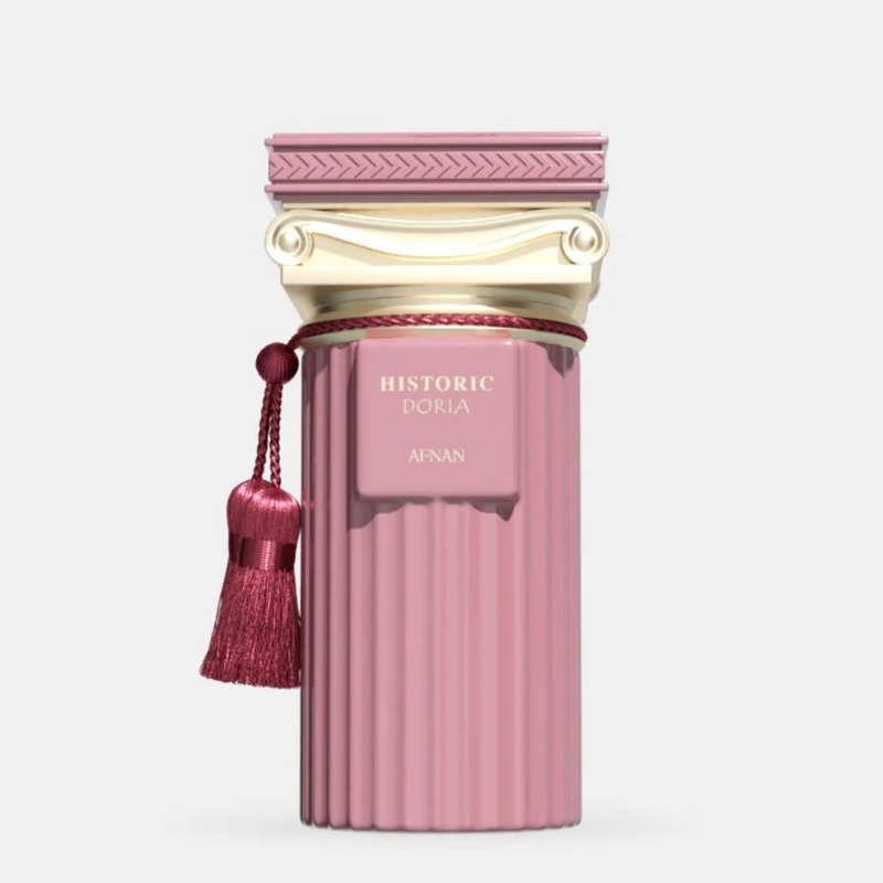 Frasco do perfume Historic Doria Afnan Eau De Parfum 100ml Feminino, família floral e especiado.