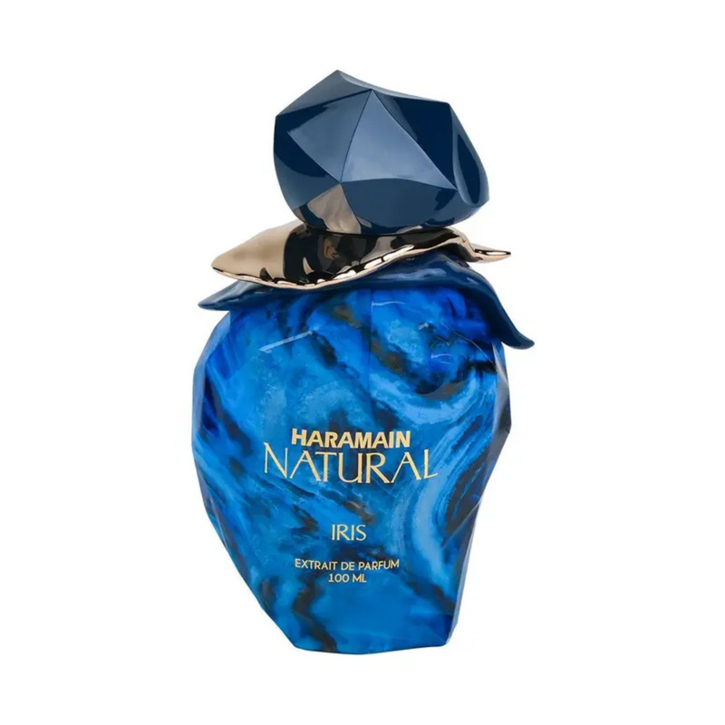 Frasco do perfume Al Haramain Natural Iris Extrait De Parfum 100ml, família floral e doce/gourmand.