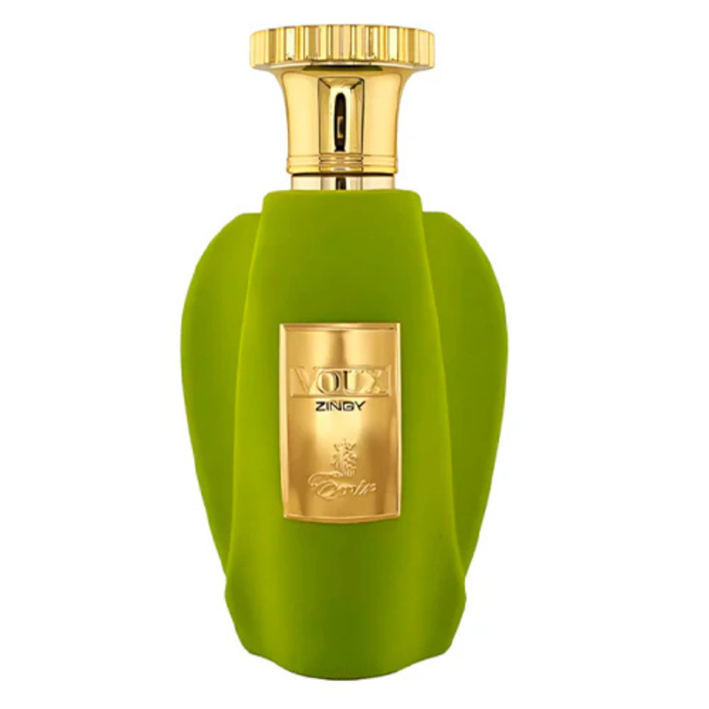Frasco do perfume Voux Zingy Paris Corner 100ml EDP Cítrico Unissex, família aquático.