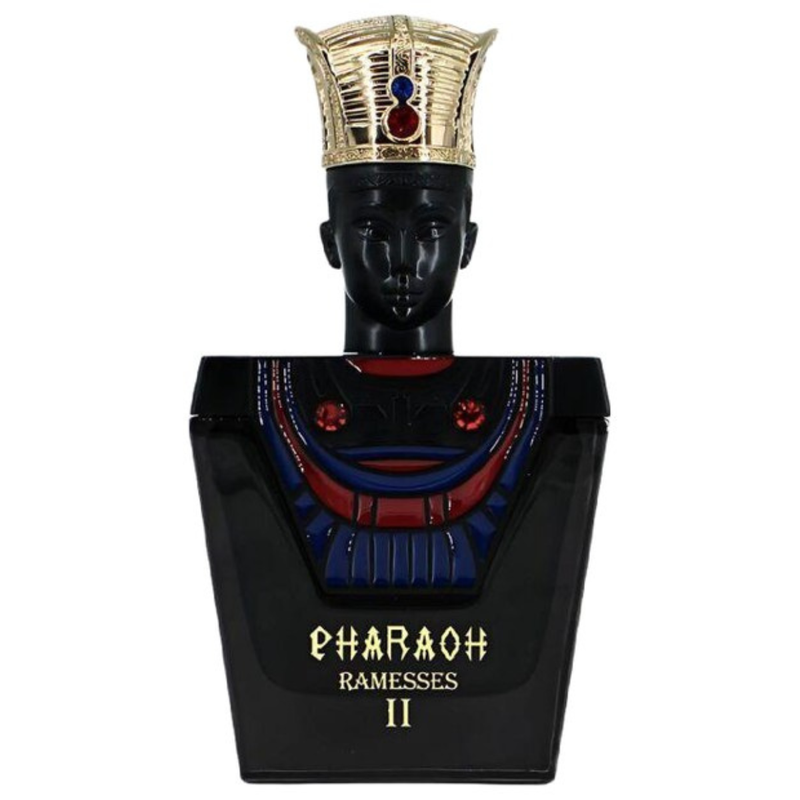 Frasco do perfume Perfume Pharaoh Ramesses Ii Bharara 100ml EDP Unissex, família amadeirado e âmbar.