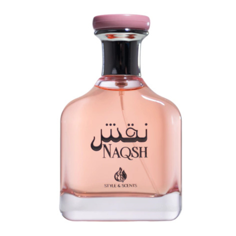 Frasco do perfume Naqsh Style & Scents 100ml EDP Feminino Floral, família doce/gourmand.