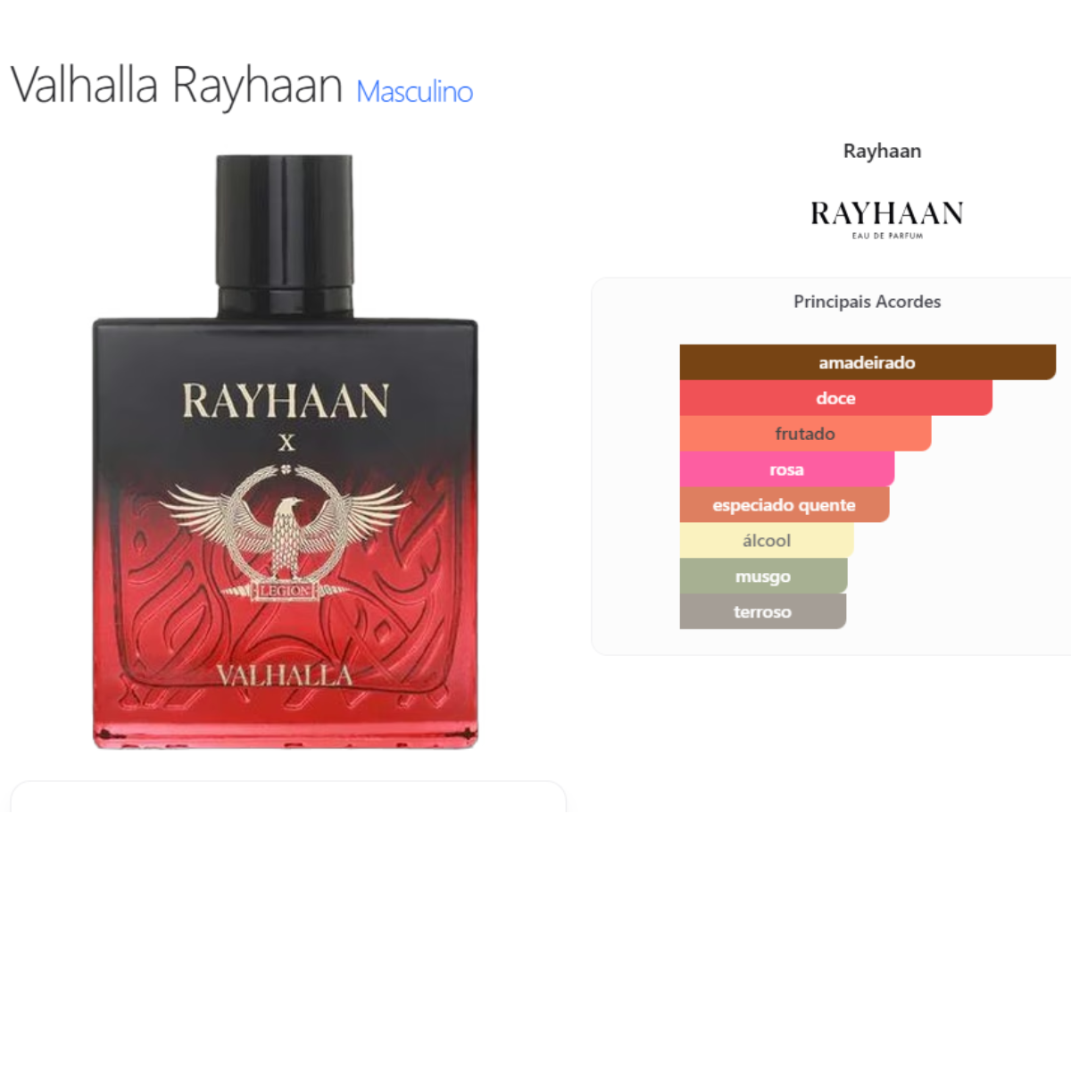 Perfume Árabe Valhalla Rayhaan 100ml EDP Masculino