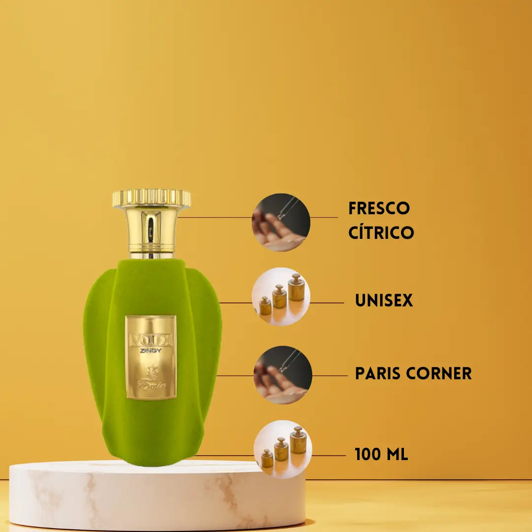 Perfume Árabe Voux Zingy Paris Corner 100ml EDP Cítrico Unissex