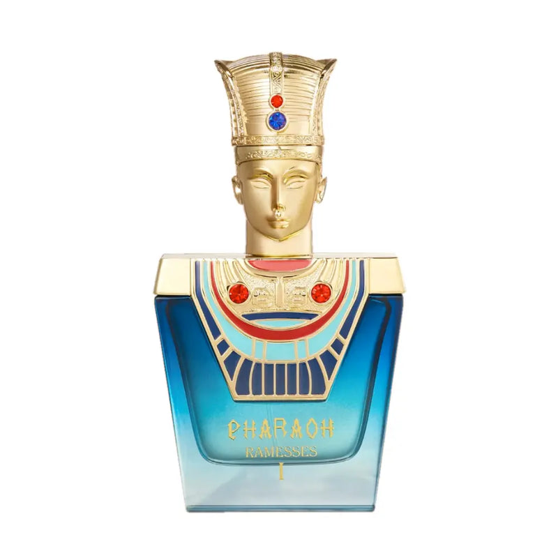 Frasco do perfume Pharaoh Ramesse Bharara Eau De Parfum 100ml Unisex, família amadeirado e âmbar.